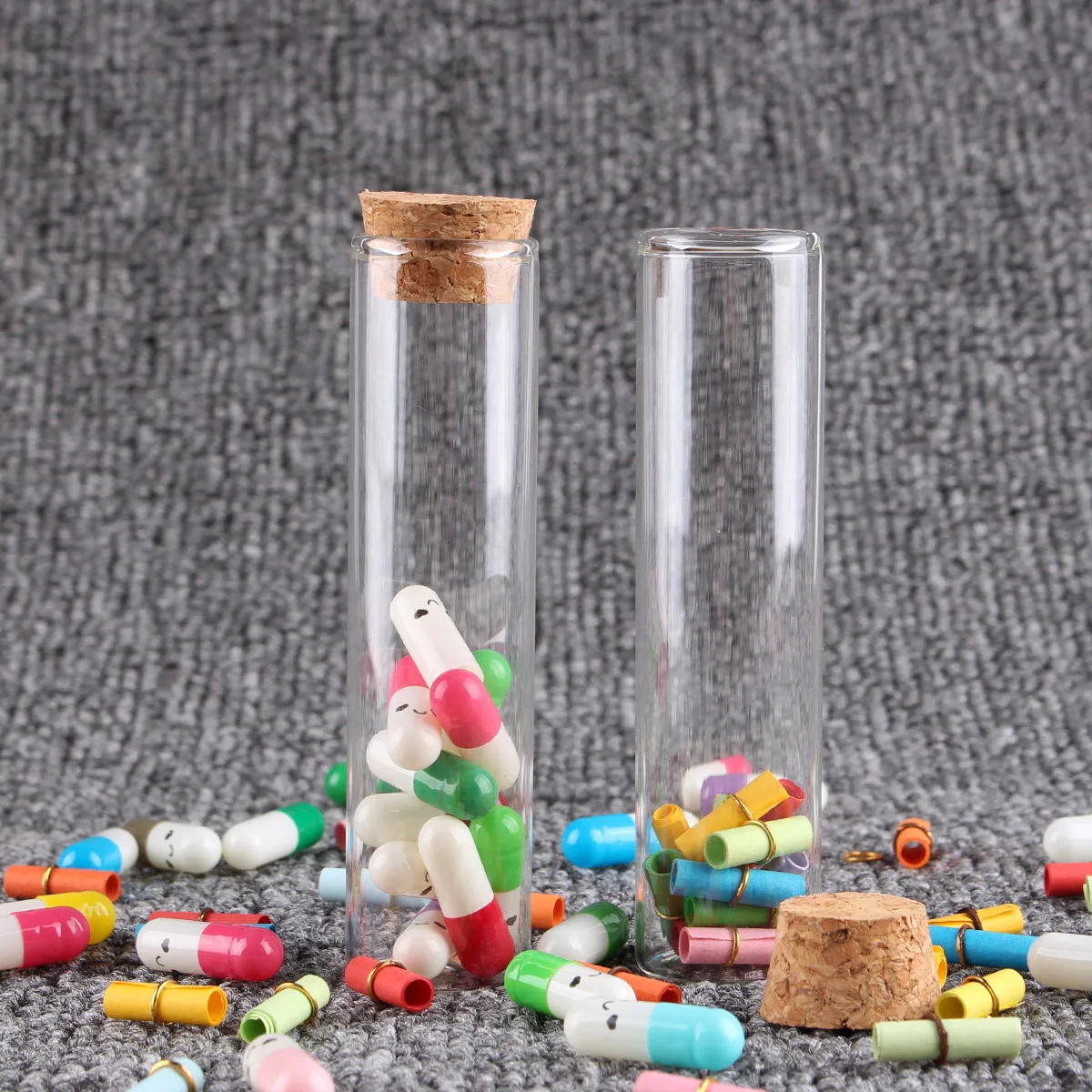 5 Pieces 40ml Test Tubes with Cork Stopper 25*100mm Glass Tubes Terrarium Spice Jars Bottles Vials for Craft Lab Accessory DIY 6