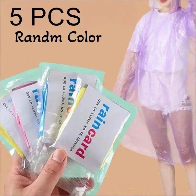 5pcs 일회용 비옷 카드 크기의 비옷 휴대용 비옷 방수 자켓 여행 야외 래프팅 캠핑 용품