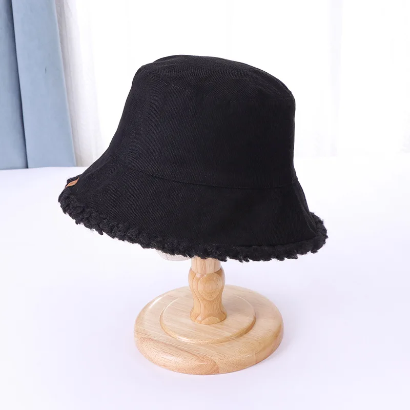 

Unisex Harajuku Corduroy Bucket Hat Men Reversible Fisherman Hat Autumn Winter Lamb Wool Outdoor Warm Panama Cap For Women