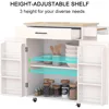 Kitchen Island Rolling Trolley Cart with 1 Drawer & 2 Doors with Storage Racks, Adjustable Shelves, Towel Rack, Seasoning Rack 5