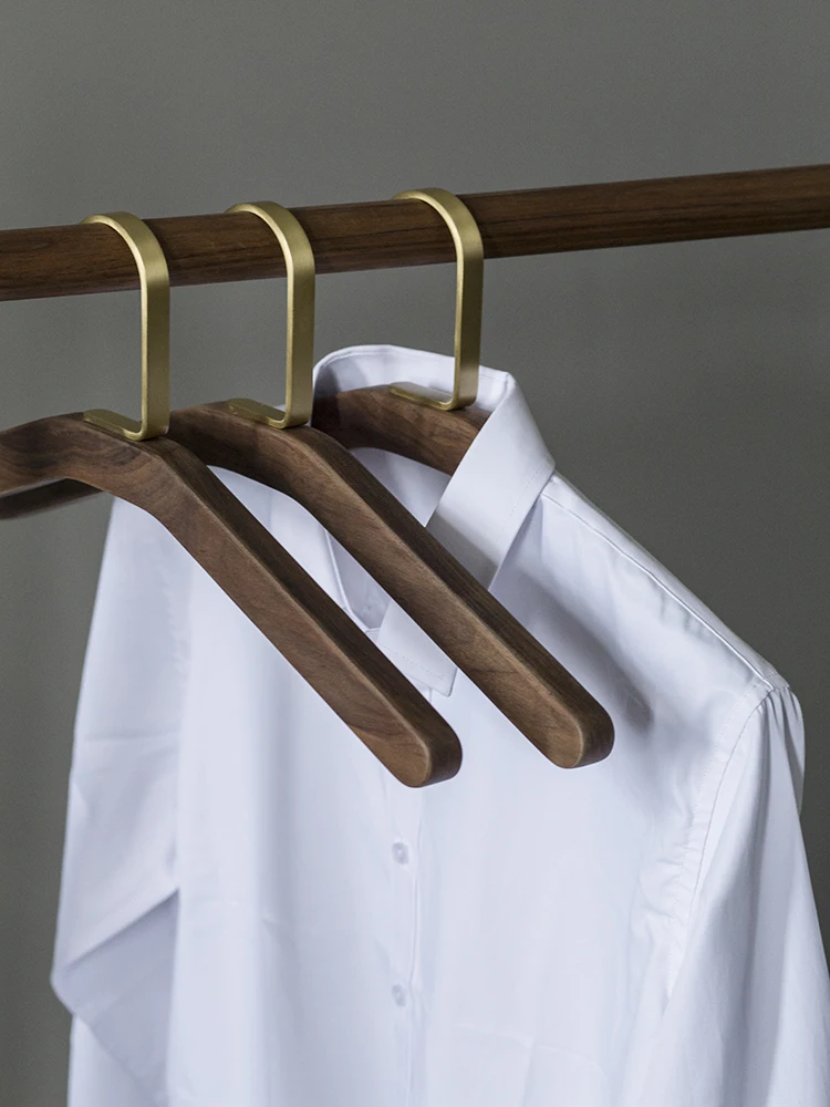 Black Walnut & Brass Household Hangers Natural Solid Wood Hangers Original  Ecological Solid Wood Hanger Wooden Hangers 