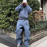 2025 européen et américain décontracté Simple Couple sweat à capuche couleur unie sweat-shirt ample pantalons de survêtement costume de sport 2