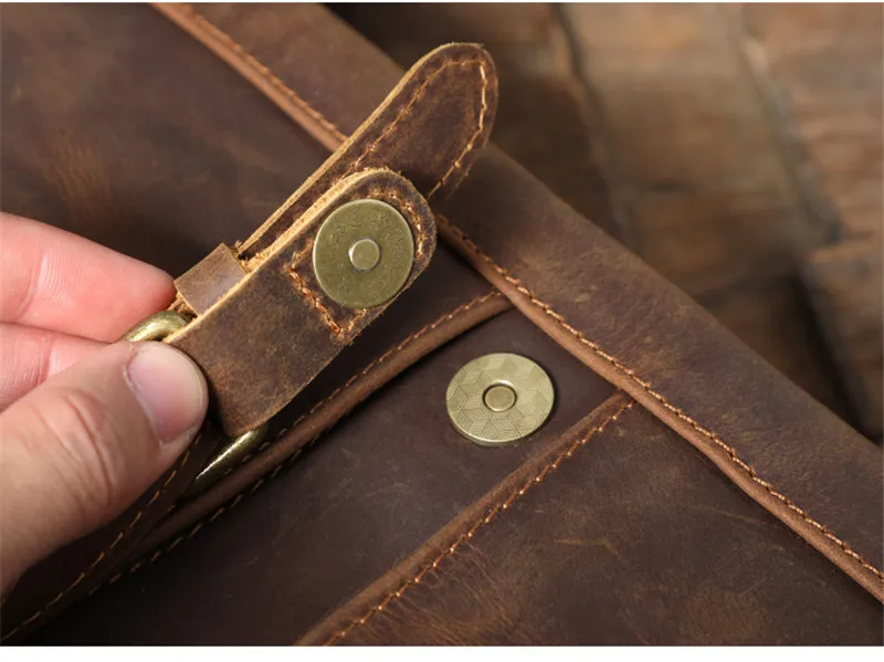 Vintage crazy horse cowhide men's messenger bag high-quality natural genuine leather designer daily work shoulder bag satchel