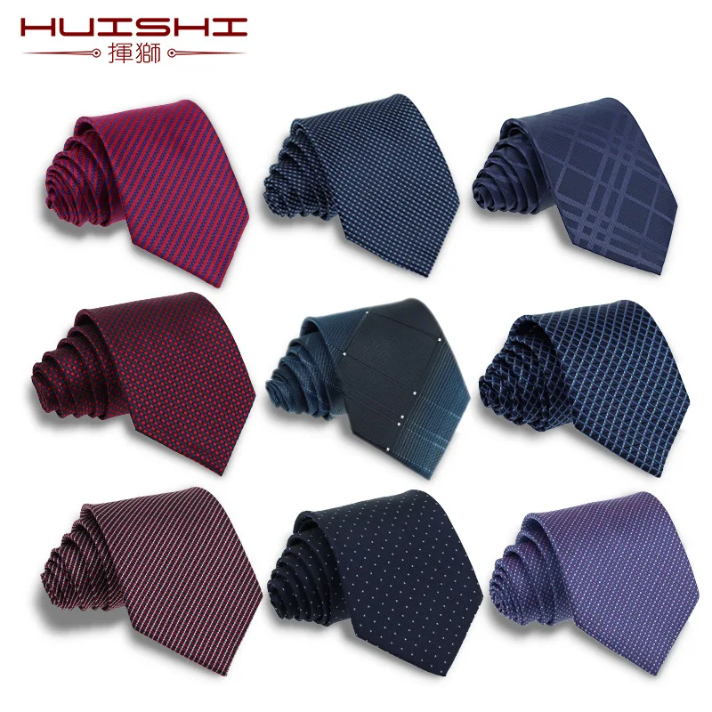 

HUISHI 8cm Men's Tie New Men's Business Fashion Stripe Dot Tie Jacquard Ripple High Density Best Man Wedding Men's Hand Tie