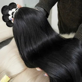 Straight Human Hair Bundles 1/3/4 PCS Natural Black Brazilian Hair Weave Bundles 14-30 Inch Human Hair ExtensionsNatural straight hair fringes specially designed for Designed specifically for black women 1