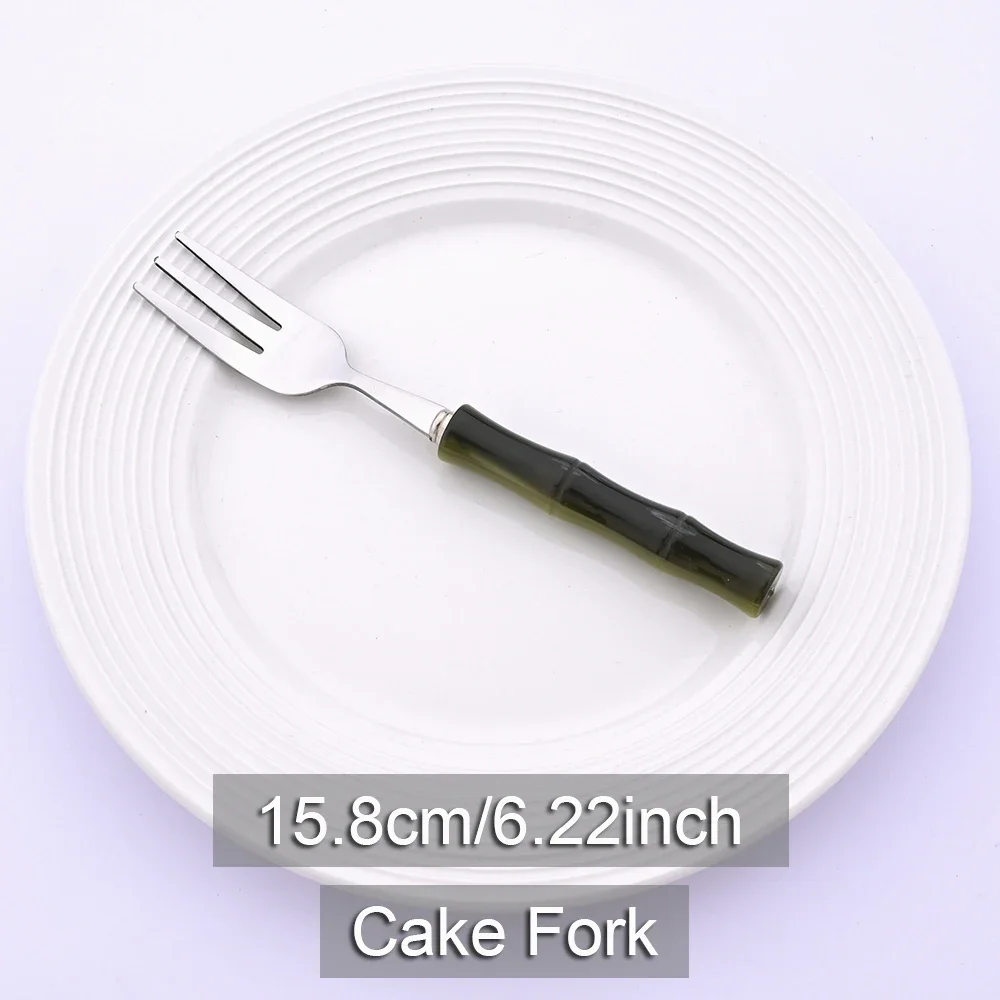 Elegance Collection: Green Bamboo Handle Stainless Steel Cutlery Set