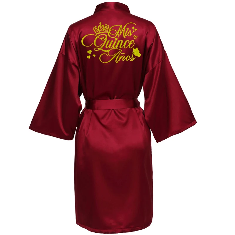 Princess Sweet 15 Years Girl Birthday Party Robes Quinceanera Robe Mis XV Bathrobe Silkly Nightgown