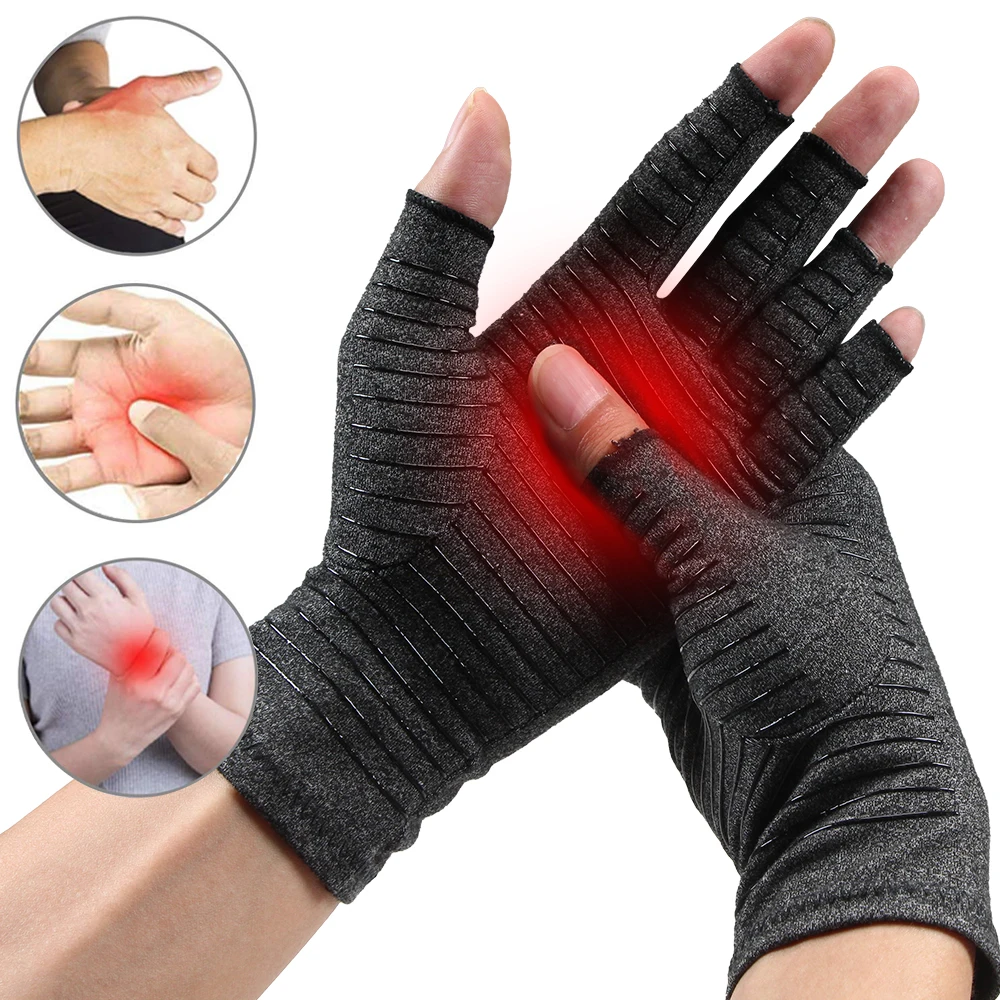 1Pair Compression Arthritis Gloves Premium Arthritic Joint Pain Relief Hand Gloves Therapy Open Fingers Compression Gloves