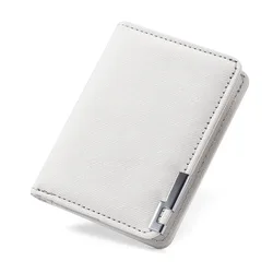 Sleek Geometric Black Faux Leather Wallet with Multiple Card Slots (White)