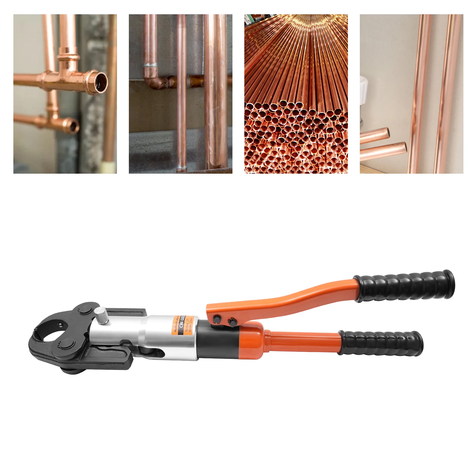 CW-1632 Professionelle Aluminium-Crimpzange, hydraulisches Presswerkzeug-Set, 5-teiliges V-Formen, maximale Crimpkraft 10T, Orange – Detail 10