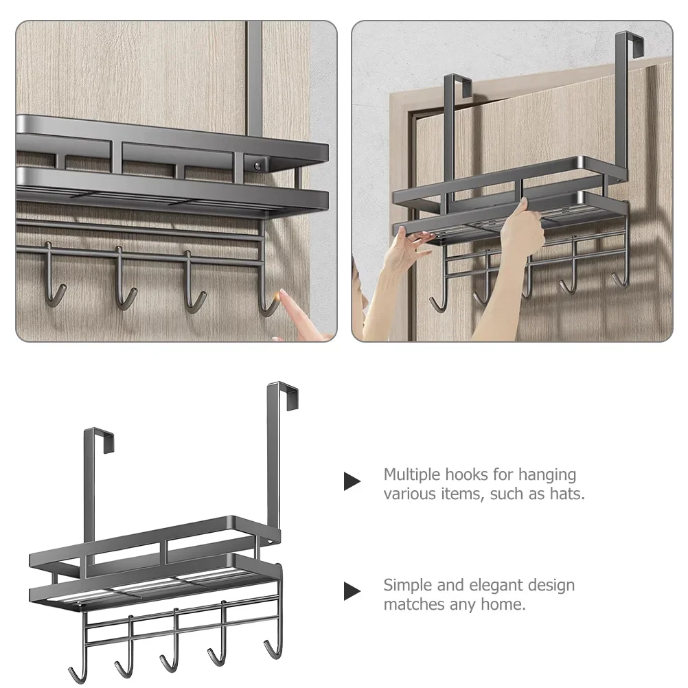Over Door Hangers Detachable Installation-free Storage Rack Multifunctional High Carbon Steel Hook Clothes Shelf Basket