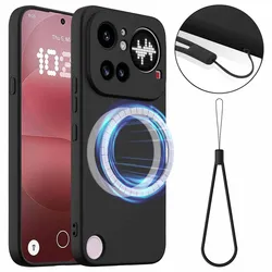 Liquid Silicone Magnetic Phone Case with Soft Shockproof Bumper Cover for Nothing Phone (4a) Pro (Black)