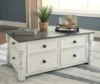 Havalance Farmhouse Lift Top Coffee Table with 4 Storage Drawers and Small Storage Tray, Whitewash 2