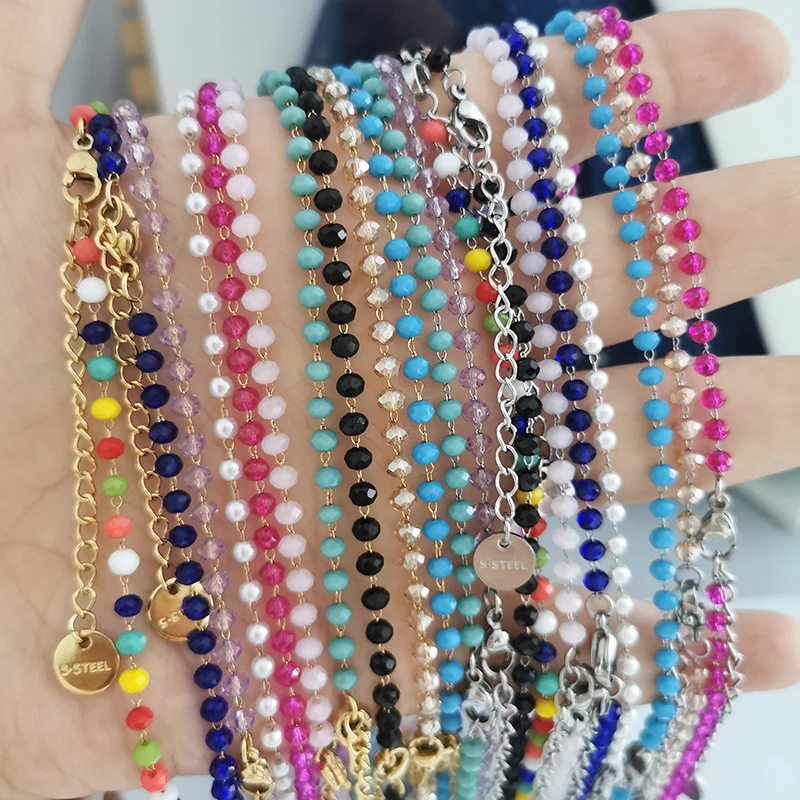 Elegant Virgin Mary Pendant Necklace | Stainless Steel Pearl Beaded Choker in Gold and Rainbow Tones