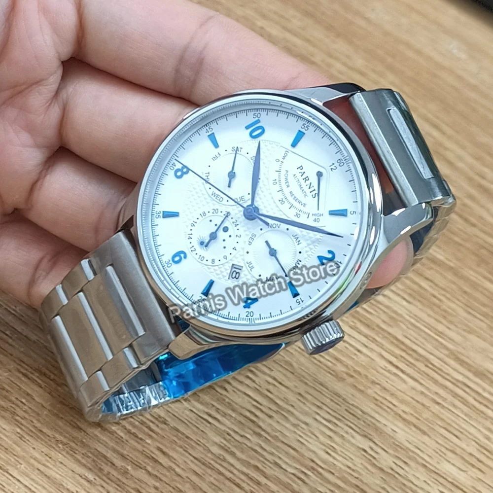 Parnis 43mm Sapphire Crystal Miyota 9100 9120 Automatic Men's