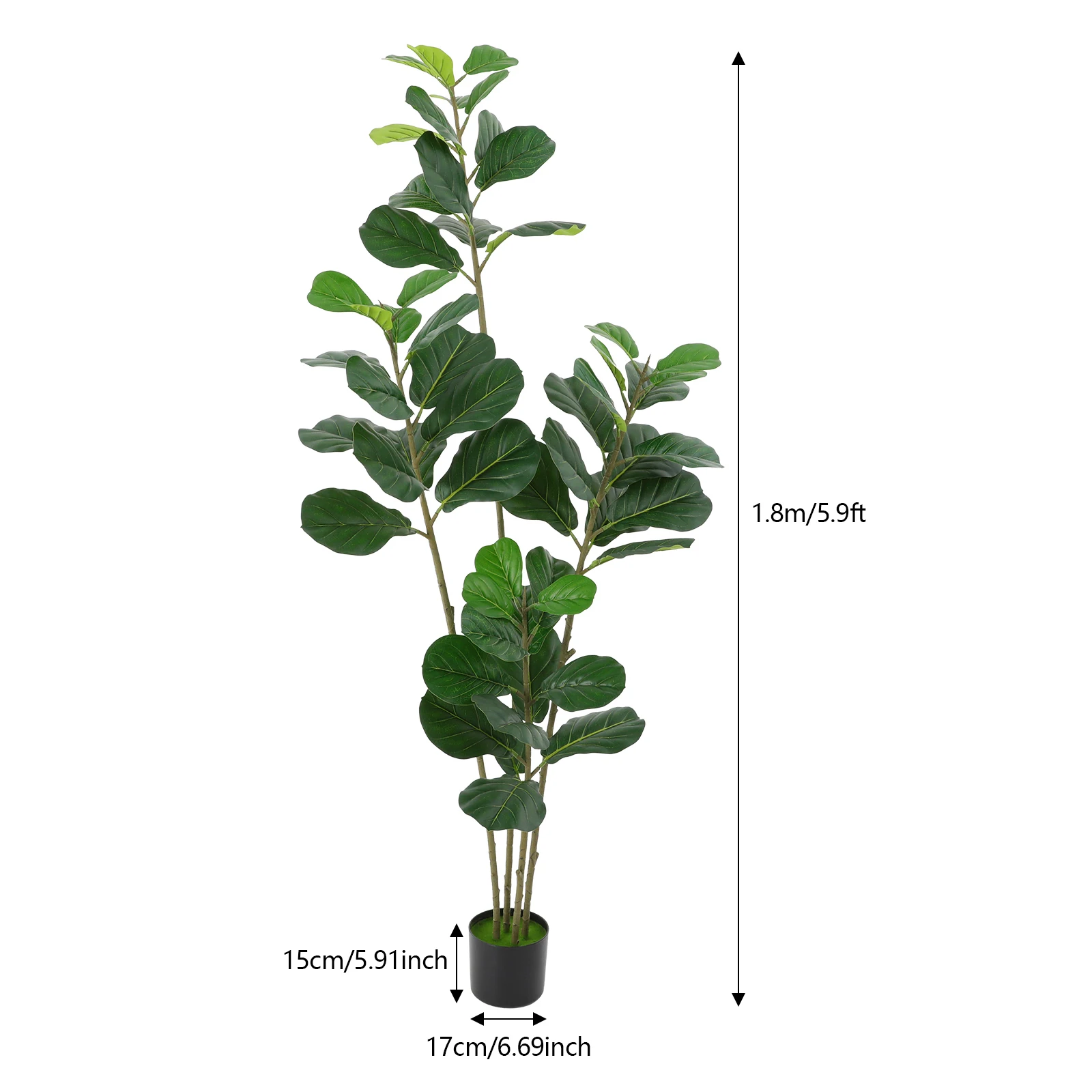 Monstera Deliciosa mit vier Balken, 180 cm, zerlegtes Modell, große künstliche Pflanzen mit Topf, künstliche Ficus-Lyrata-Bäume für Zuhause – Detail 16