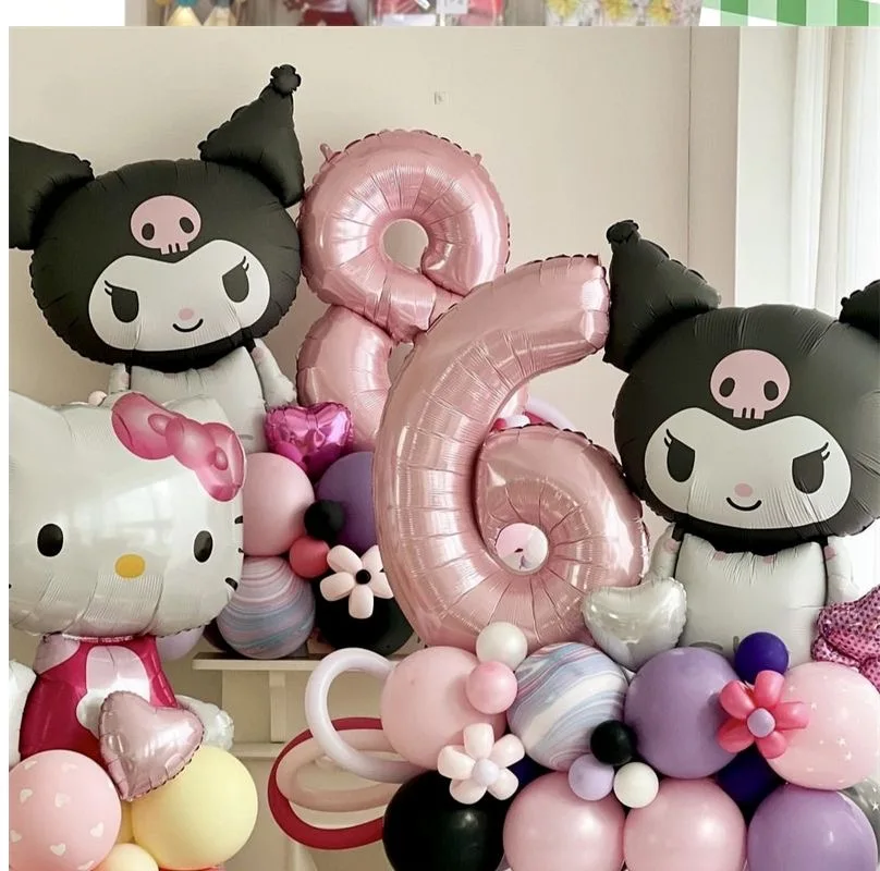 

Kawaii Sanrio Themed Balloon Anime Hellokittys Melody Kuromi Pochaccos Cartoon Style Birthday Party Decoration Photography Props