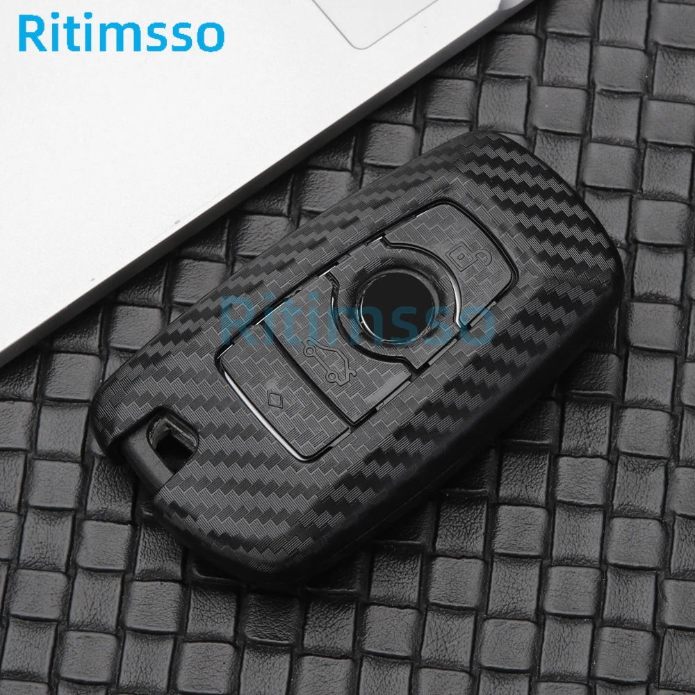 Key Case Cover Key Case Car Key Shell Remote Control Case Cover Carbon Fiber Car Key Fob Case Skin Cover BMW 3 4 5 Series 320i 530i 550i F20 F21 F30 F31 F25 F01 F02 Car Key Case