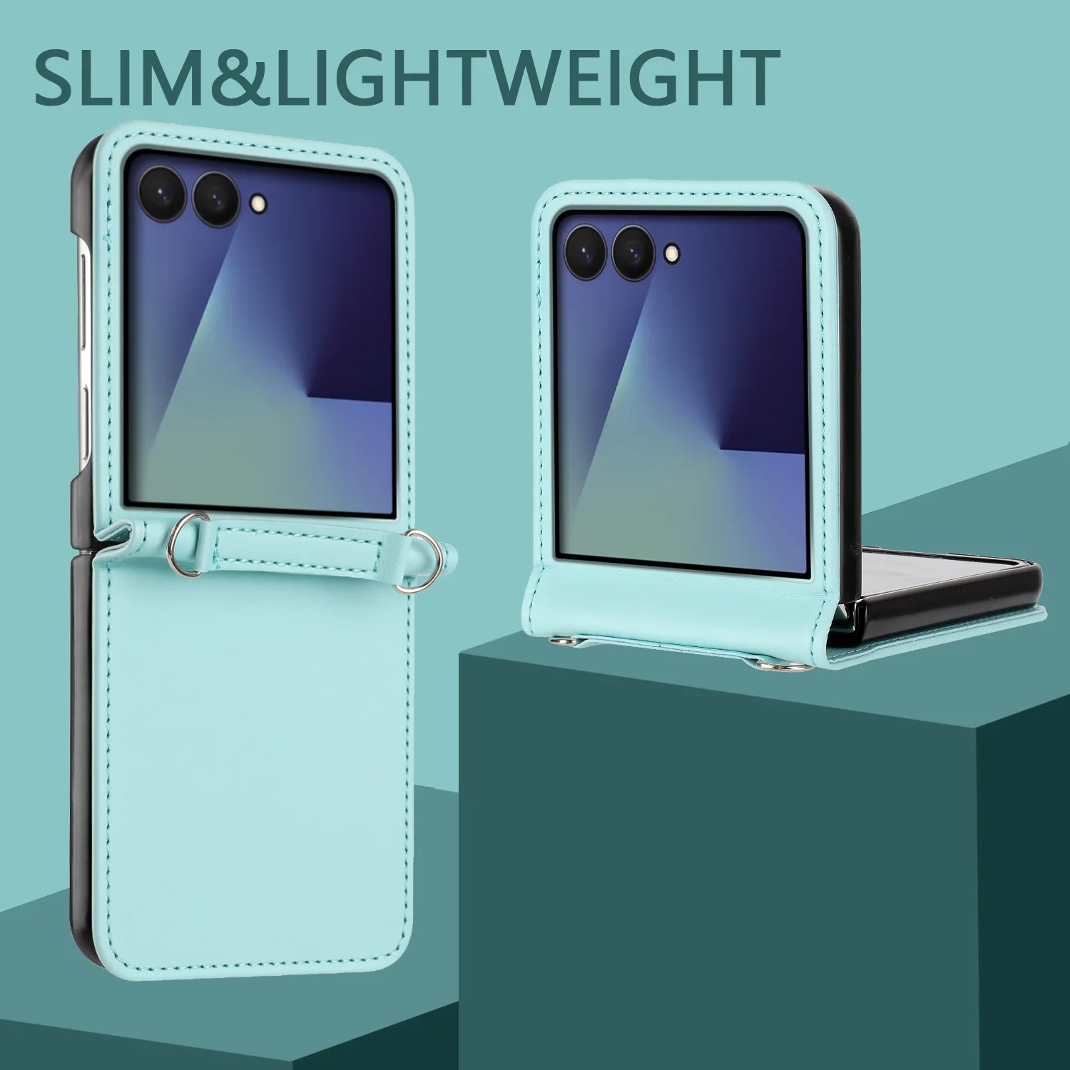 Slim Leather Phone Case with Kickstand and Shockproof Design - Solid Color Skin Feel