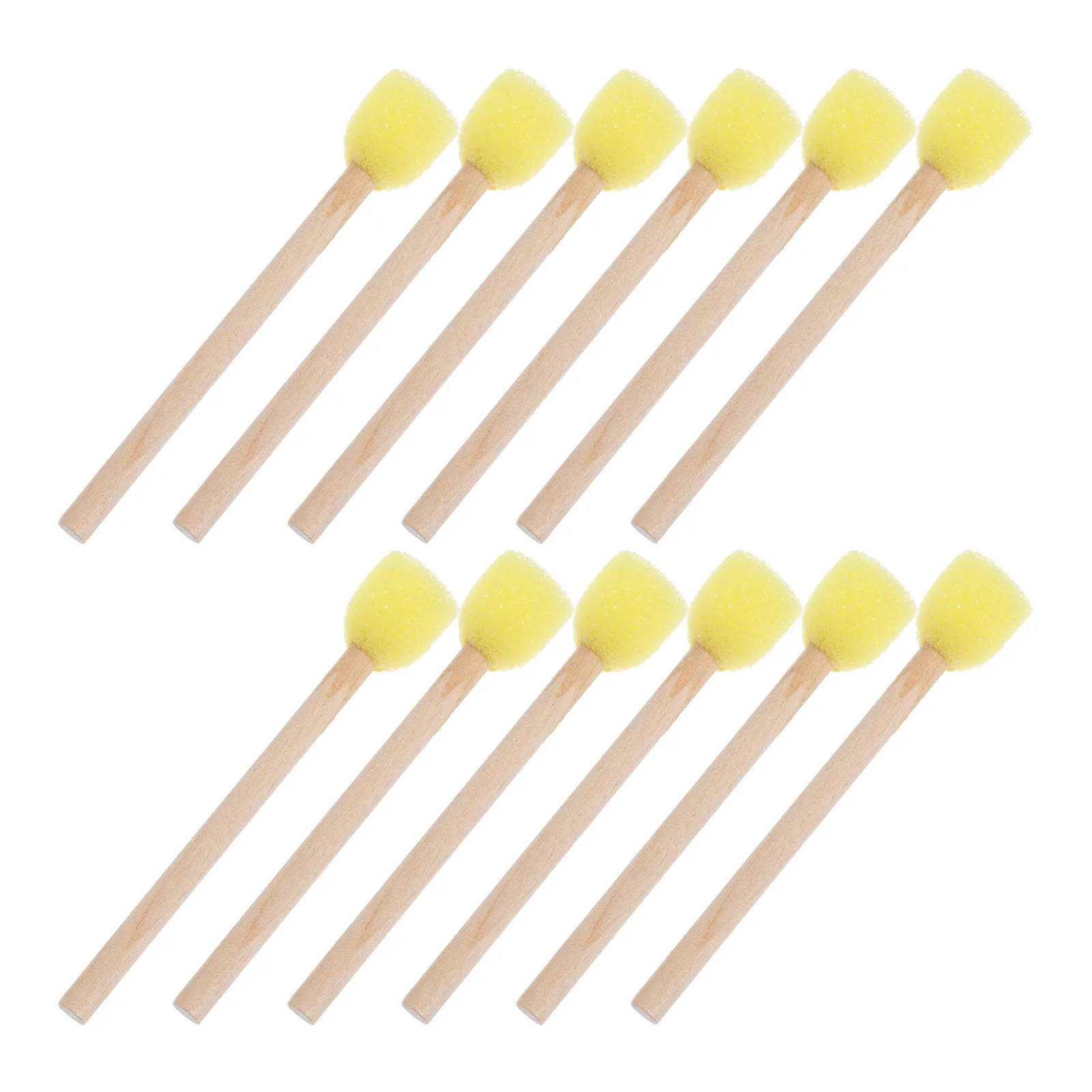 12Pcs 스폰지 페인팅 브러쉬 플랫 라운드 소프트 폼 페인트 스폰지 DIY 아트 공예 드로잉 키트 페인팅 용품을위한 나무 손잡이