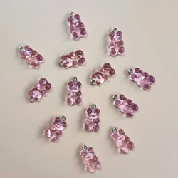 Colorful Candy Bear Gummy Jewelry Set - DIY Pendants & Cute Earrings - 10mm (20pcs pink)