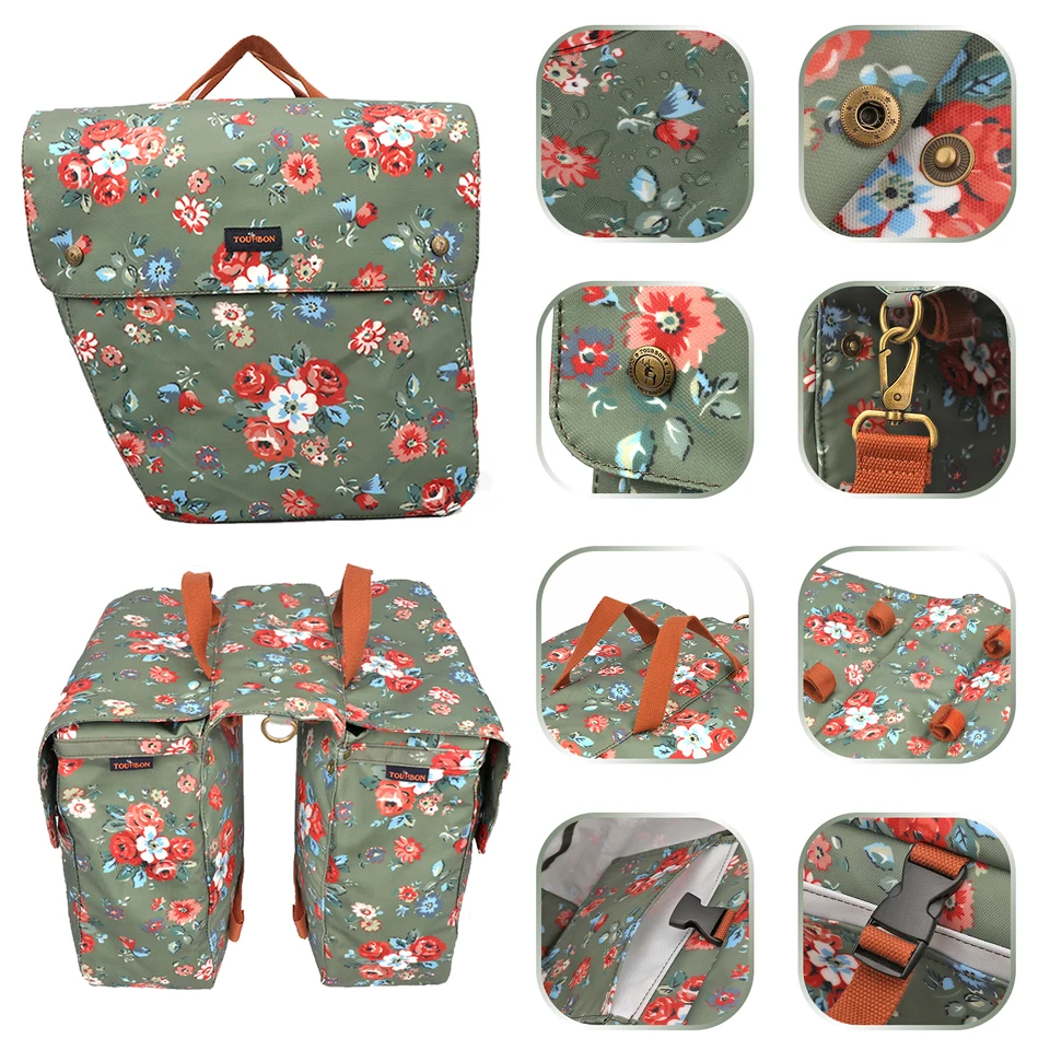 Sacoche De Vélo Vintage En Toile Avec Fermeture à Boucle - Idéale Pour Le Voyage (vert Kaki)
