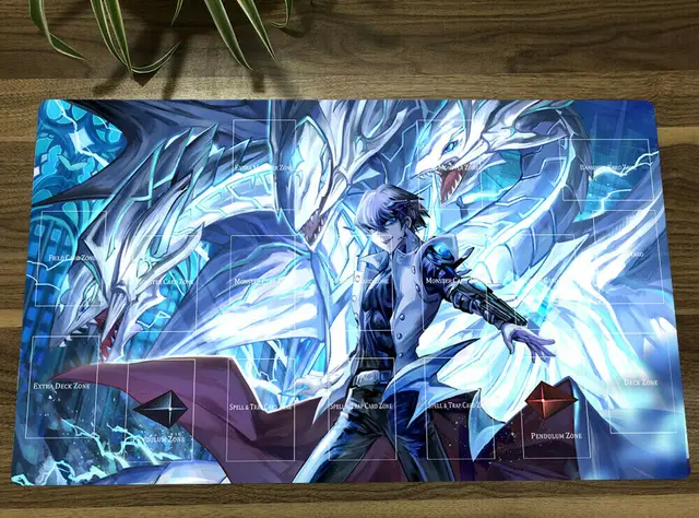 YuGiOh Duel Monsters Playmat Blue-eyes Ultimate Dragon Dark Magician TCG CCG Mat Mouse Pad Trading Card Game Mat + Free Bag Color J