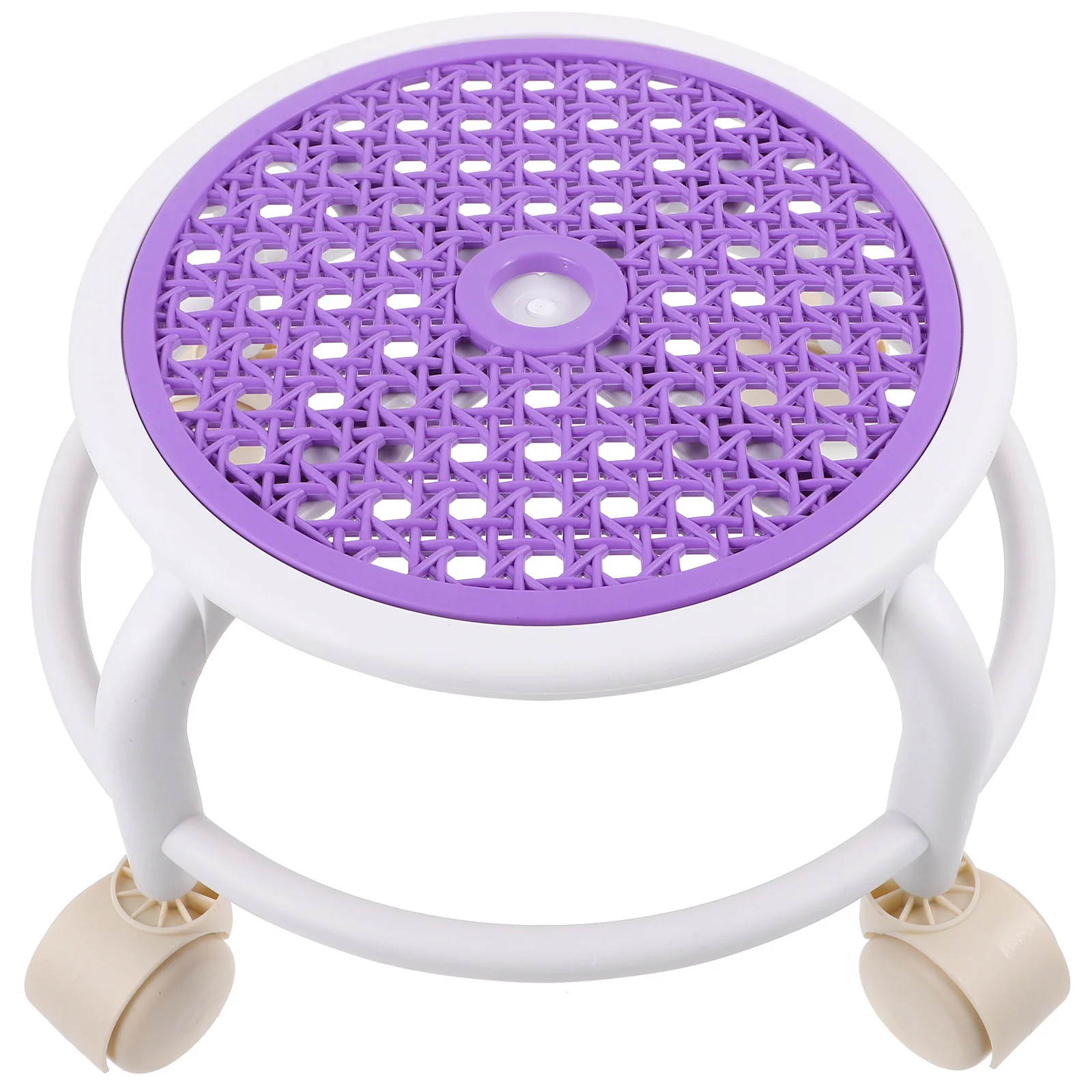 

Rolling Stool for Pedicure Table Desk Scroll Wheel Swivel Plastic Round Low with Wheels Office Footstool