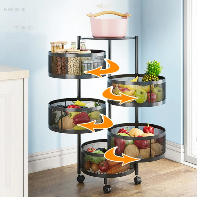 Kitchen Vegetable Rack Home Multi-functional Rotating Free Installation  Vegetable Basket Multilayer Fruit Vegetable Storage Rack - AliExpress