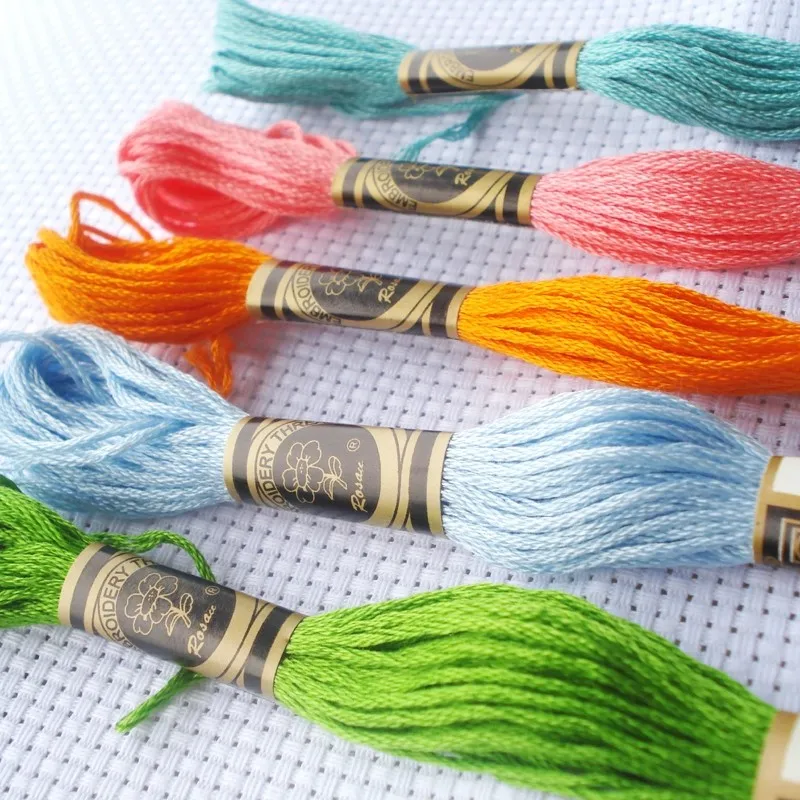 Rosace Egypt Cotton No 25 Cross Stitch Embroidery Floss Thread 6 Strands Soft Silky Threads 447 Colors in Total, 8 meters/skein