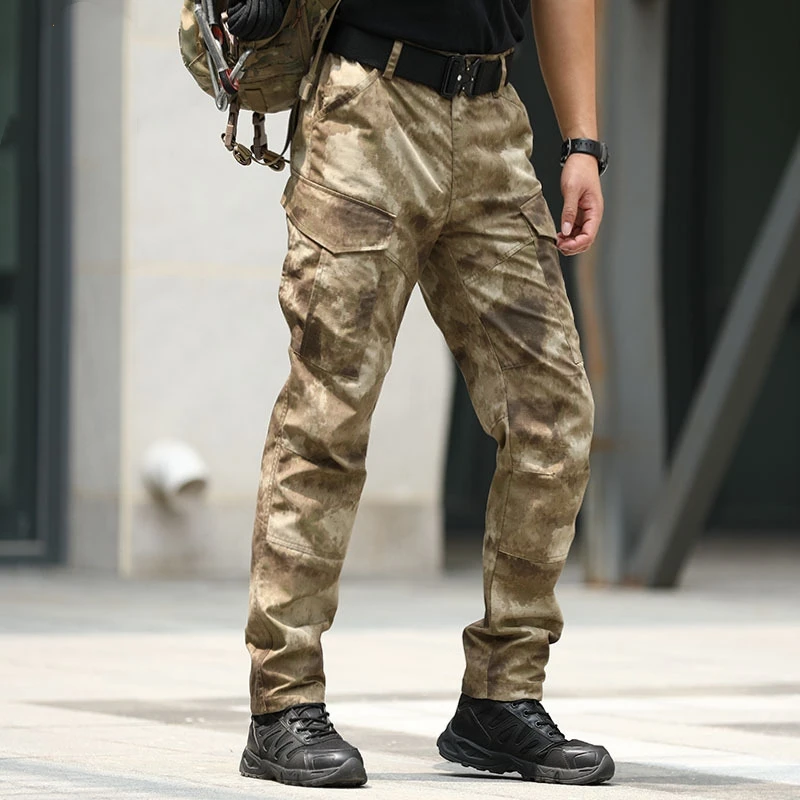 Camouflage Tactical Cargo Pants Men Field Training Outdoor Hiking Sports Pants Straight Multi-pocket Work Trousers Overalls