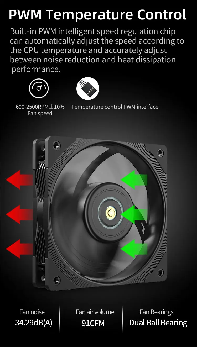 T30 Series PC Cooling Fan High Wind Pressure Performance Version Dynamic Balance
