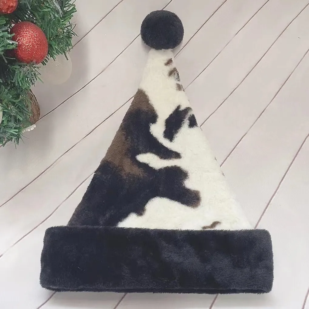 Plush Christmas Hat for Adults and Kids, Cow, Animal Decor, Santa Claus, Winter Caps, Decorations for Home, Xmas Gifts, New Year