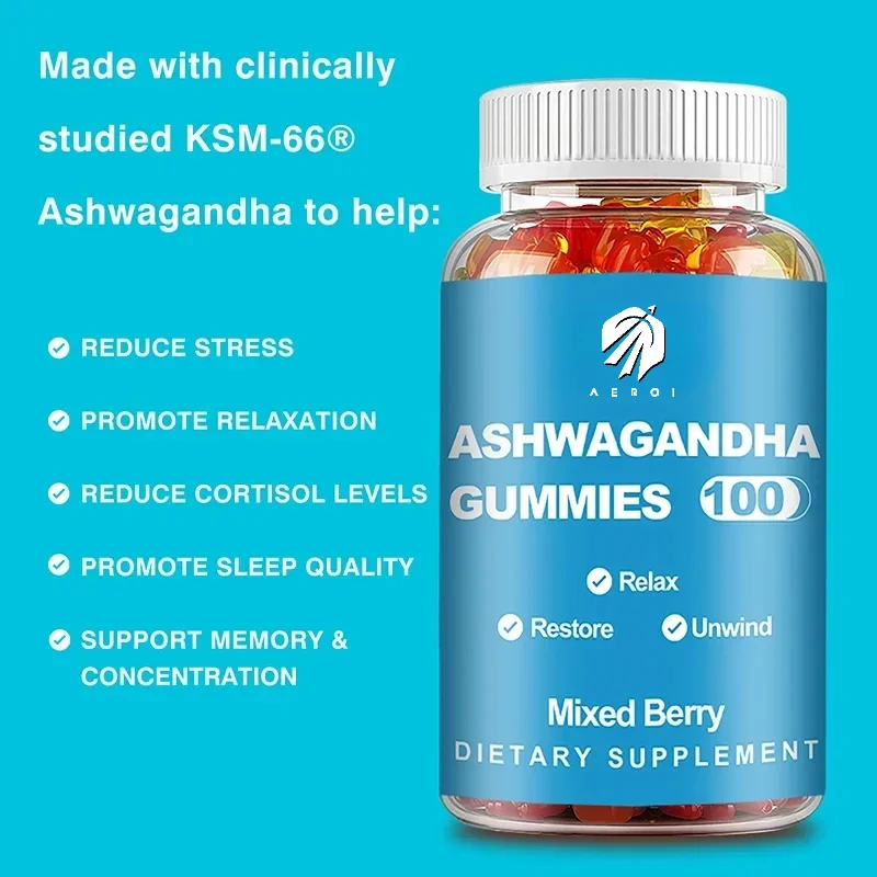 Ashwagandha Gummies-Relieve Stress, Focus, Boost Brain, Replenish Energy, Improve Sleep Health