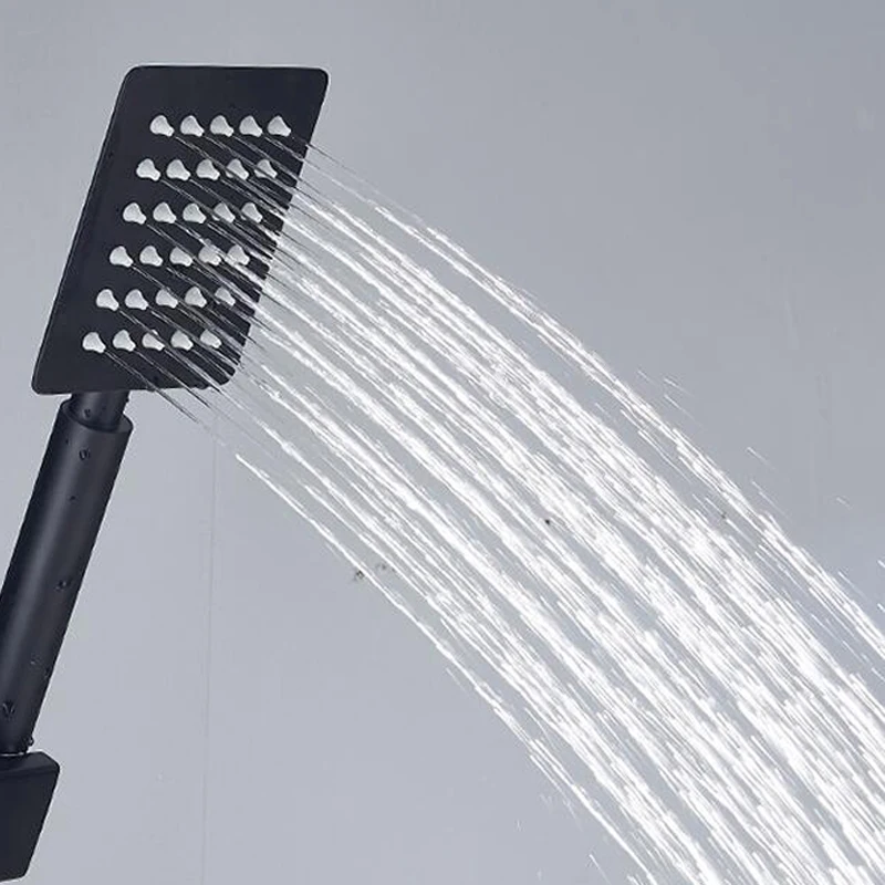 XAOZO Black Bathroom Shower Set Household Copper Shower Faucet Wall-mounted Bathtub Faucet Rain shower set