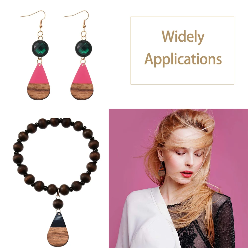 20Pcs Natural Wood Resin Teardrop Earring Charms for Women Wooden Dangle Necklace Pendant Earrings Handmade Jewelry Supplies DIY