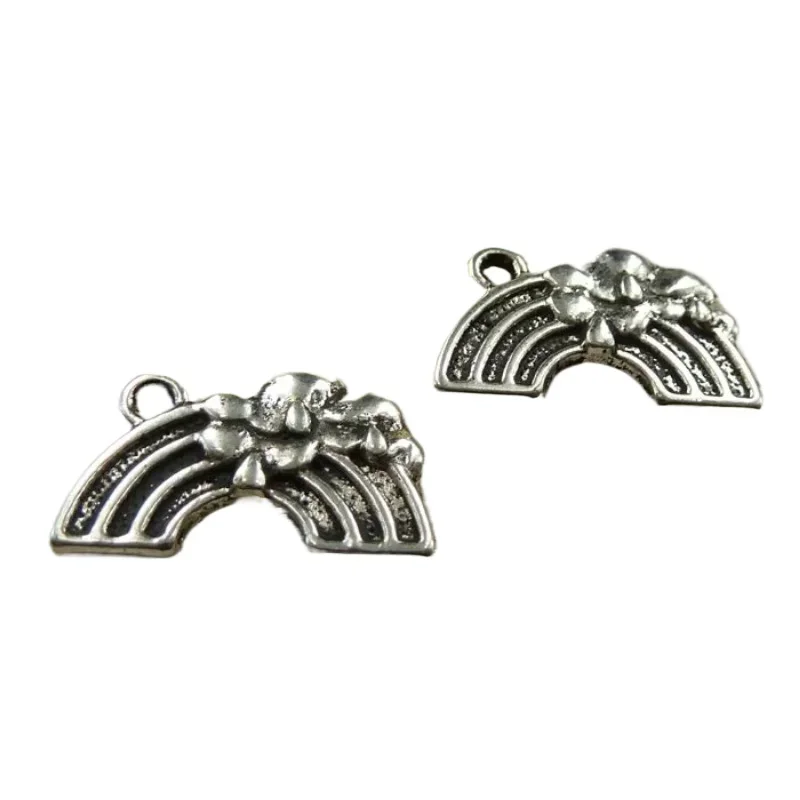 165 Stück tibetische Silber-Regenbogen-Charms-Anhänger 20 x 12 mm C3951 DIY für die Schmuckherstellung