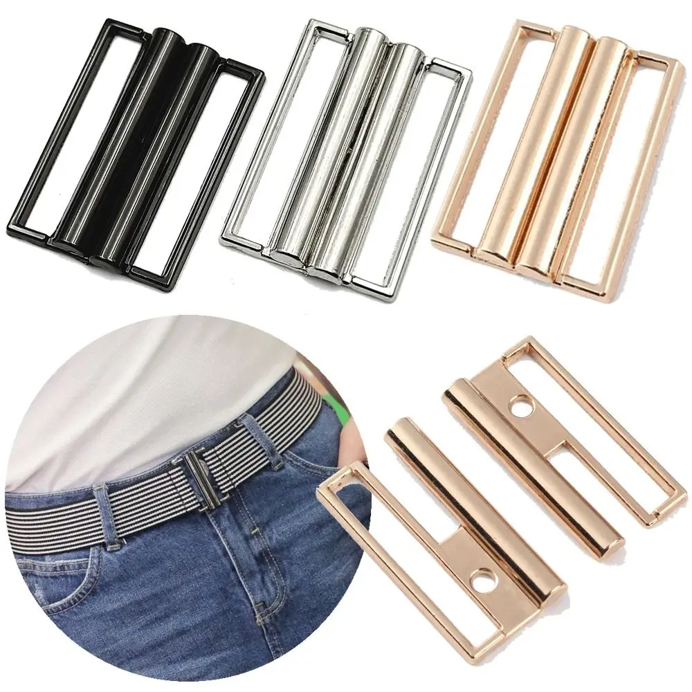 

5pcs Gold Silver Black Belt Buckle Crafts Universal Square Metal Clasp Practical Elastic Waistband Buckle