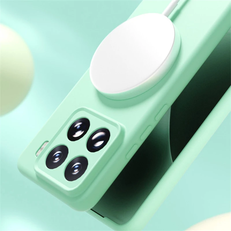 Shockproof Liquid Silicone Magnetic Wireless Charging Case - Solid Color Cover