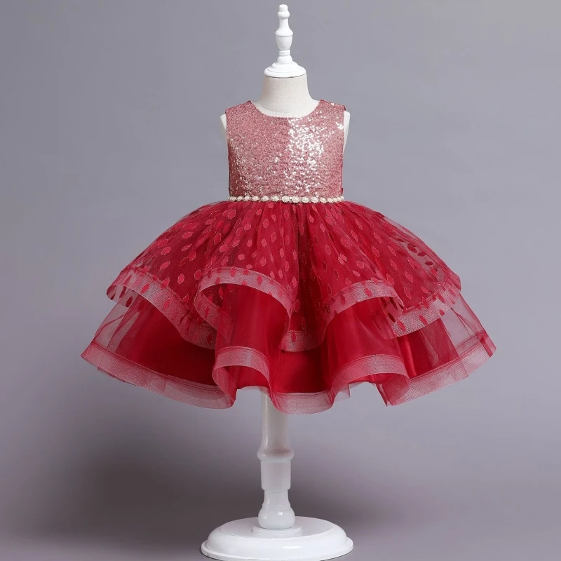 

Baby Girl Birthday Halloween Party Luxury Spanish Dress Children Junior 2 4 To 6 8 10 Years Children's Short Tutu Pink Clothing