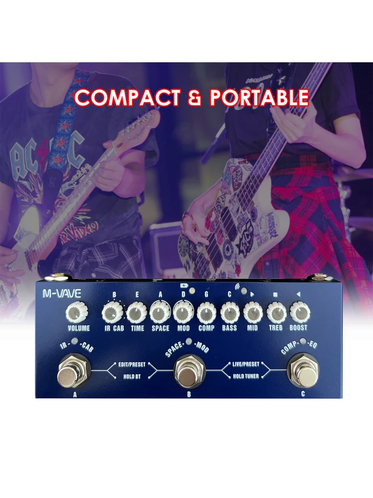 Description Picture 4 of itemM-VAVE CUBE BABY Portable Multifunctional Bass Combined Effect Pedal with Wireless Music Playback Phone Recording AudioType-C