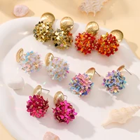INKDEW Flower Petal Beads Big Round Drop Earrings