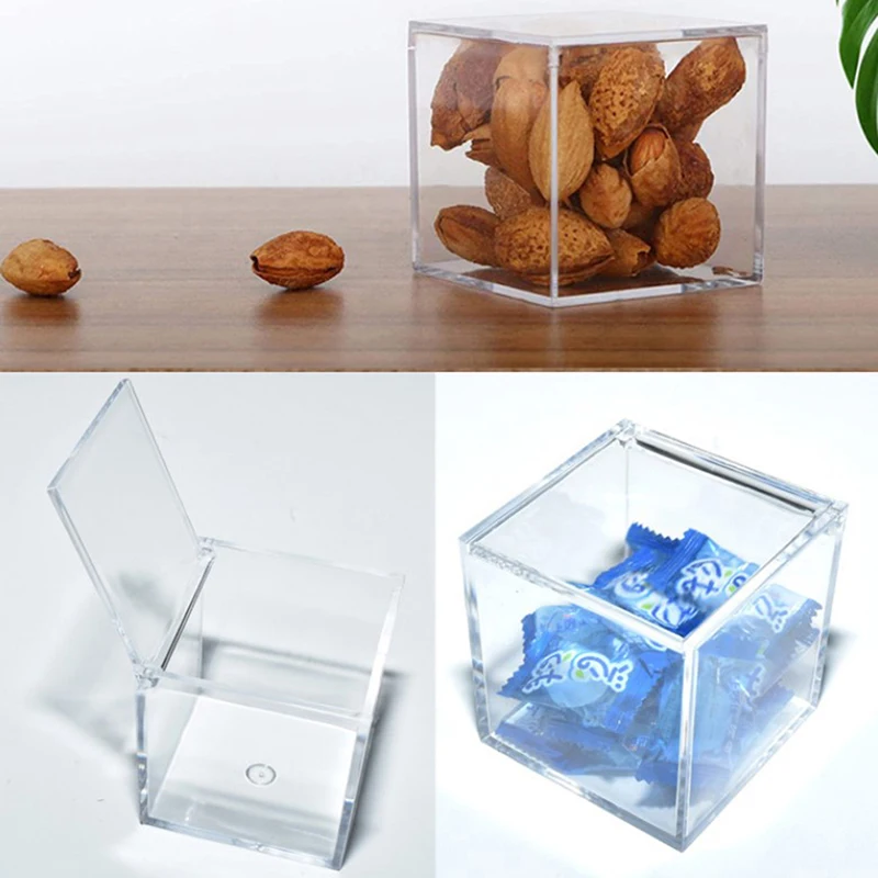 Acrylic Box for Candy Clear Acrylic Rectangle Display Box Transparent Cube Containers with Lid Jewelry Storage Wedding Thanksgiving Party Favor