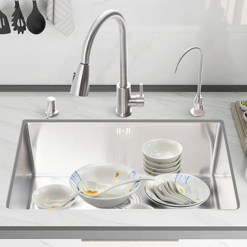 304 Stainless Steel Kitchen Sink Multiple Size Single Bowl Undermount Basin For Kitchen Fixture Improvement With Drainage