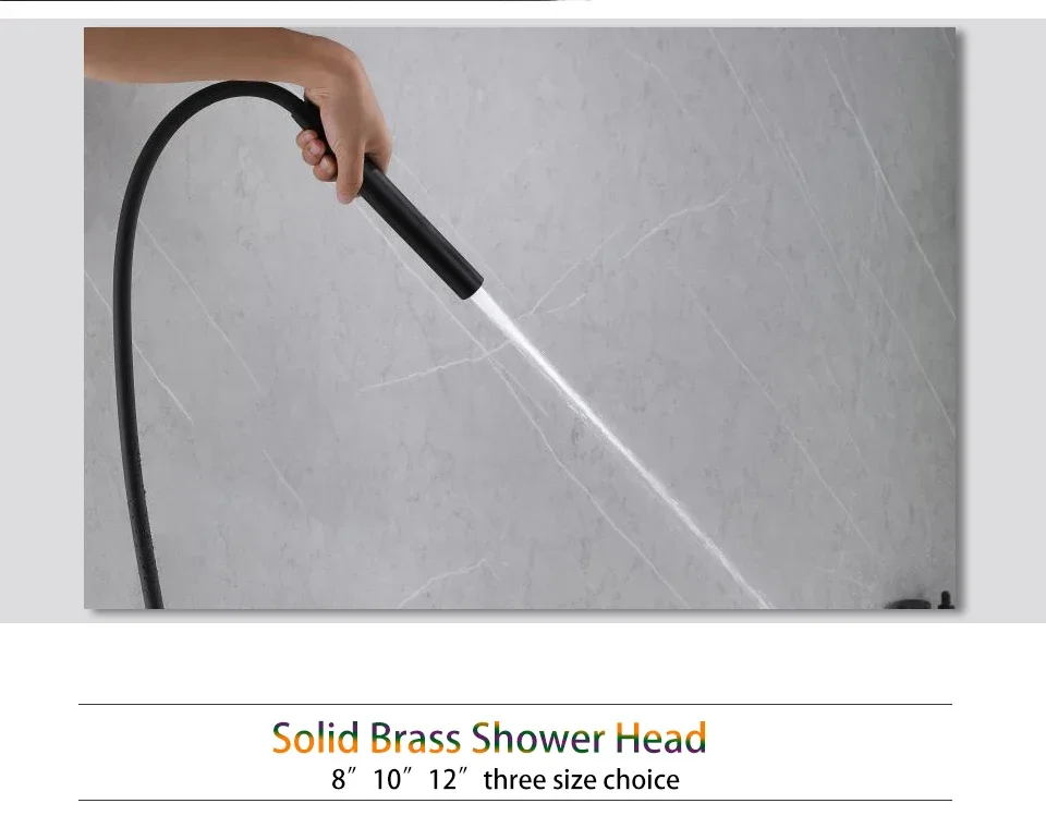 Description Picture 6 of itemMatte Black Rain Shower Set System Bathroom Wall Mounted Hot and Cold Bath Shower Faucet with Handheld Shower Head