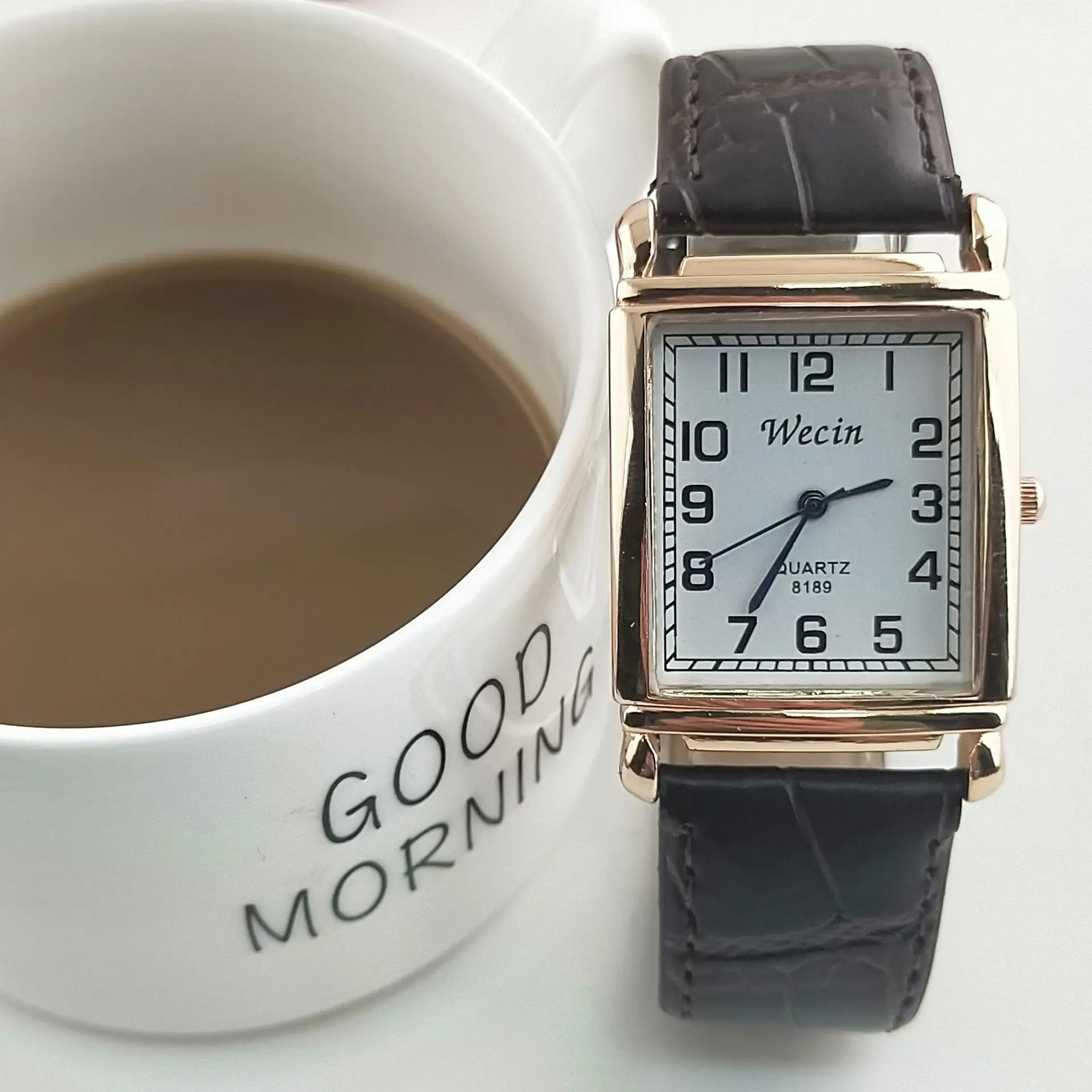 Fashionable women's watch luxury metal rose gold square women's quartz watch rectangular red leather women's watch