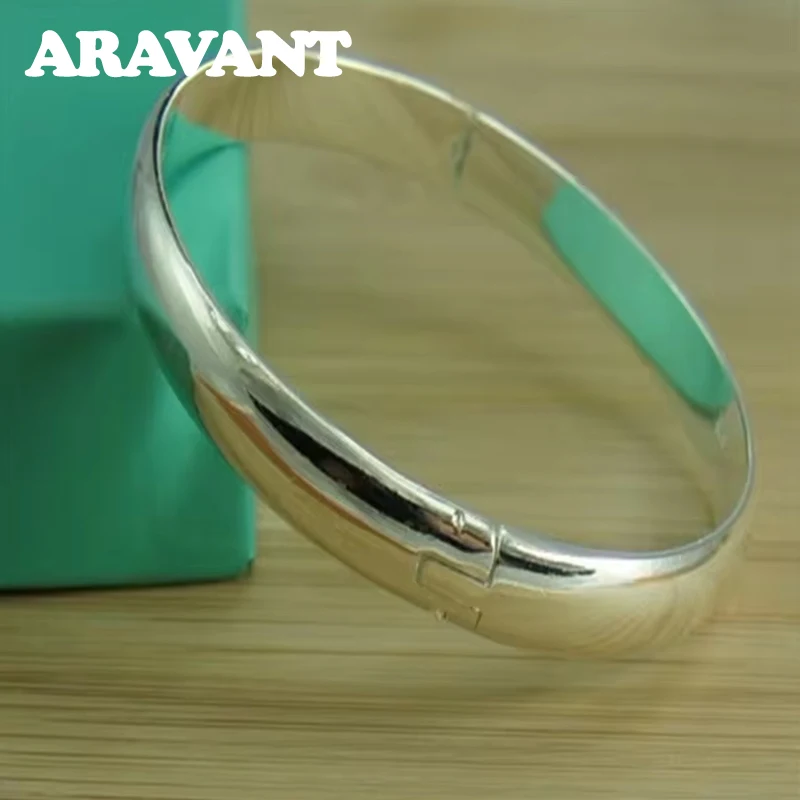 Aravant 925 Silver Smooth Adjustable Unisex Bracelet & Bangle Fashion Jewelry