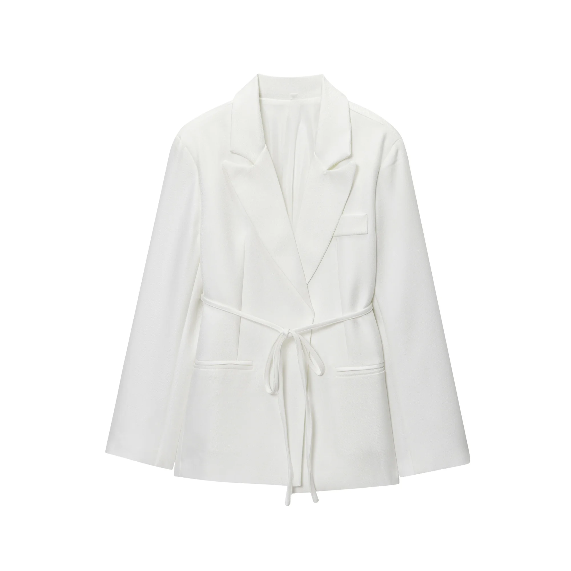 Women Jackets Blazers Autumn And Winter New Fashionable Elegant With A Thin Rope Belt Suit Collar Long-Sleeved Coat With No Hood