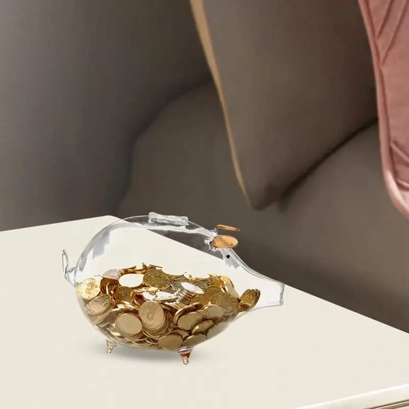 Pig Money Saver For Cash Clear Glass Pig Bank Novel Glass Crafts Girls Money Box Jar Gold Bean Storage Jar Boy Girl Present
