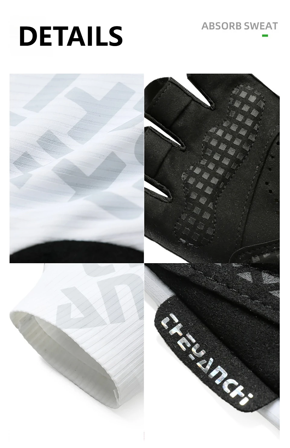 Halbfinger-Fahrradhandschuhe mit SBR-Handflächenpolsterung, Rutschfest, Stoßdämpfend, Atmungsaktiv, Sommer-Fahrradhandschuhe für Herren und Damen, MTB und Rennrad – Detail 12